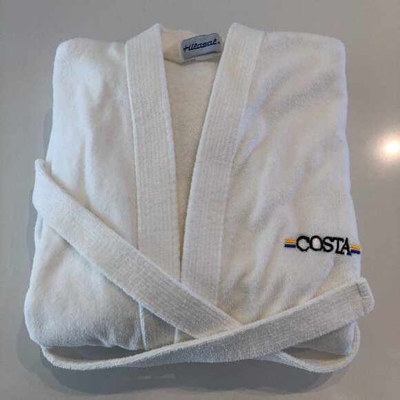 Hilasal Athleisure Open Front Heavy Terry Unisex Belted Bathrobe in White Sz OS - Picture 9 of 9